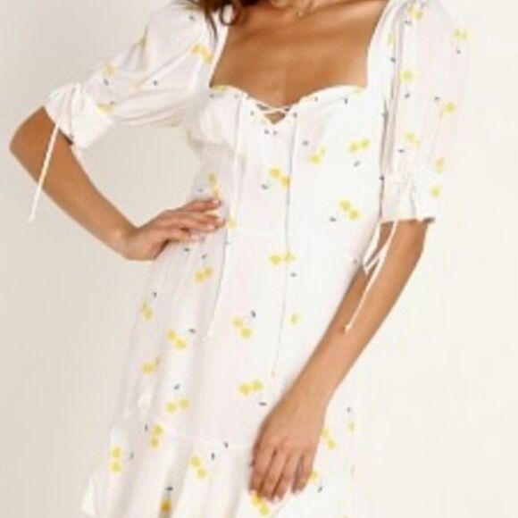 For Love And Lemons White and Yellow Mini Dress - Picture 5 of 5